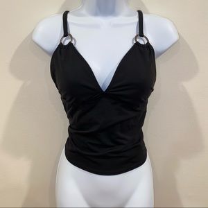 Merona - Black Double Hoop Tankini Top - Black